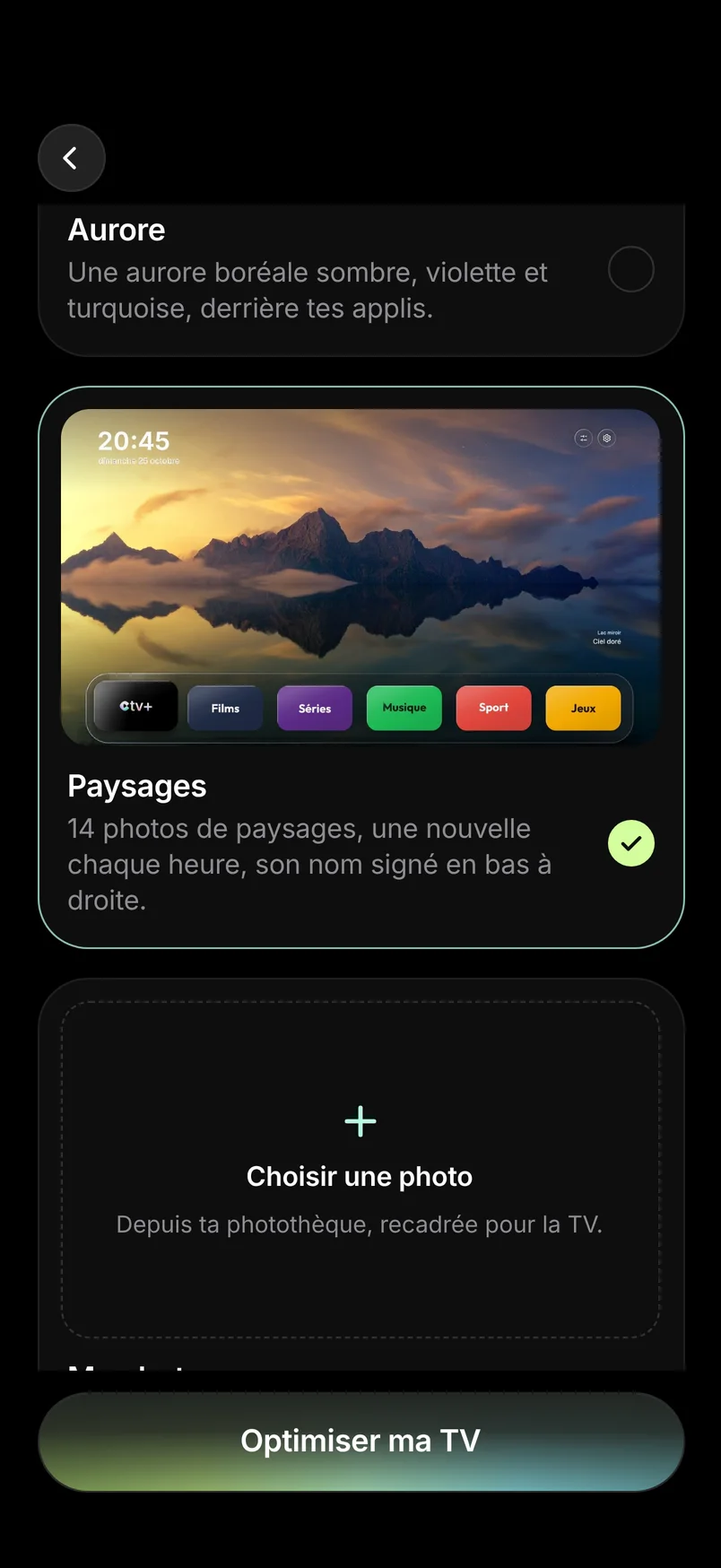 Choix du style de l'accueil dans Teevy